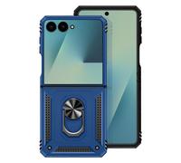 Coque pour Galaxy Z Flip 7 avec Anneau Rotatif et Fonction Support Bleu