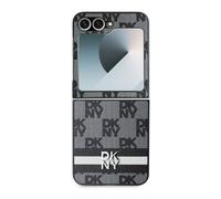Coque pour Galaxy Z Flip6 Élégante avec Motifs à Carreaux et à Rayures Noir