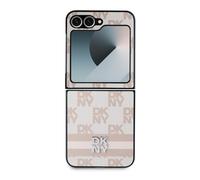 Coque pour Galaxy Z Flip6 Élégante avec Motifs à Carreaux et à Rayures Rose