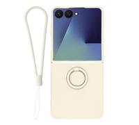 Coque pour Galaxy Z Flip8 Soft-Touch avec Bague de Support et Dragonne Beige