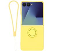 Coque pour Galaxy Z Flip8 Soft-Touch avec Bague de Support et Dragonne Jaune