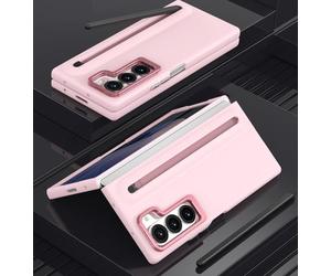 Coque pour Galaxy Z Fold 5 avec Stylet et Support, Porte-Stylo, Coque Samsung Galaxy Z Fold5 avec Protection d'écran, Stylet de pour S Pens et béquille réglable-Rose