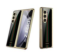 COQUE pour Galaxy Z Fold 5,étui pour téléphone Portable Ultra Mince en Verre 9H Peinte Brillante,Housse de téléphone Pliable pour Samsung Galaxy Z Fold 5 5G-Noir limité