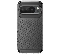 Coque pour Pixel 10 / 10 Pro Série Thunder en Silicone avec Design Strié Noir