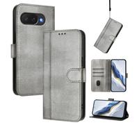 Coque pour Google Pixel 10A Étui de Protection Housse Premium en Cuir PU, Pochette de Portefeuille Etui à Rabat -Gris