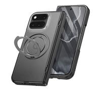 Coque pour Google Pixel 11 Pro Fold avec Anneau Kickstand et Verre trempé Noir / Transparent