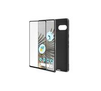 Coque Google Pixel 7 Silicone Gel Souple Noir et Verre Trempé 9H Contour Noir