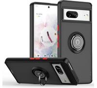 Coque pour Google Pixel 8, Étui Antichoc TPU/PC Housse avec Anneau Rotation, Noir -TECHTA