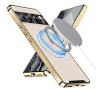 Coque pour Google Pixel 9/9 Pro/9 Pro XL - Compatible MagSafe - Ultra-Fine Et Légère - Bumper en Aluminium Électroplaqué - Dos Translucide Mat en PC,9Pro XL,Gold