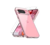 Coque pour Google Pixel 9/9 Pro avec 2 Verre Trempé, Anti-Jaune Étui de Protection Antichoc, Transparente TPU Silicone - TECHTA
