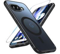 Coque pour Google Pixel 9a, Compatible avec MagSafe avec Verre Tremp¿¿, Magn¿¿tique Protection Pixel 9a Translucide Mat ?tui Arri¿¿re Housse Fine Antichoc Ext¿¿rieur Case pour Google Pixel 9a, Noir