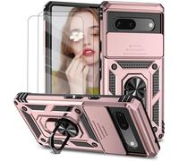Coque Pour Google Pixel 9a - Double Couche Tpu+Pc, Cache Caméra Coulissant, 2 Films Verre Trempé Inclus, Support Béquille Et Protection Écran Surélevée - Noir