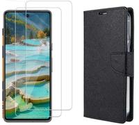 Coque pour Google Pixel 9A Noir + x2 Verres trempé - Etui Housse Portefeuille Vitre Protection Ecran