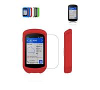 Coque pour GPS Garmin Edge Explore 2 - Coque de protection en silicone avec protection d'écran en TPU - Résistante aux chocs - Ajustement parfait - Doux pour la peau et imperméable - Rouge