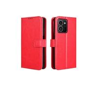 Coque pour HMD Skyline 5G Protection Antichoc Effet Etui Cuir et Intérieur TPU avec Porte-Cartes Fonction de Suppport Rouge