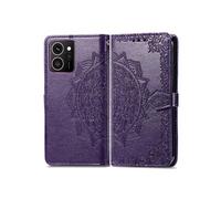 Coque pour HMD Skyline Etui Portefeuille à Rabat Magnétique en Cuir PU Motif Mandala avec Emplacements pour Cartes et Cordon Antichoc Violet