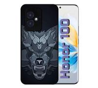 Coque Pour Honor 100 - Loup Fond Gris - Silicone - Noir