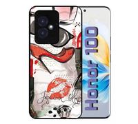 Coque Pour Honor 100 - Motif Girly Fond Blanc - Silicone - Noir