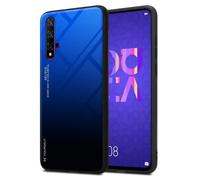 cadorabo Housse Compatible avec Honor 20 / 20S / Huawei Nova 5T en Bleu - Noir - Coque de Protection Bicolore en Silicone TPU et Dos en Verre trempé