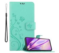 cadorabo Coque pour Honor 20 en Turquoise Floral - Housse Protection en Design de Fleur avec Fermoire Magnétique, Stand Horizontal et 3 Fentes Cartes - Portefeuille Etui Poche Folio Case Cover
