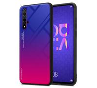 cadorabo Housse Compatible avec Honor 20 / 20S / Huawei Nova 5T en Violett - Rouge - Coque de Protection Bicolore en Silicone TPU et Dos en Verre trempé