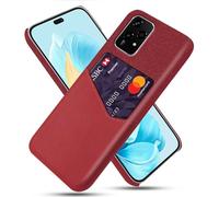 Coque pour Honor 200 Lite 5G,Antidérapant,Pprotection Contre la Chute à 360°,Résistance aux Empreintes digitales,Caisse en Cuir en Toile et en PU avec 1 Fente pour Cartes derrière-Red