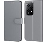 Coque pour Honor 200 Lite 5G, Etui Protection Housse Premium en Cuir PU,Pochette Fermeture Magnétique, Gris- TECHTA