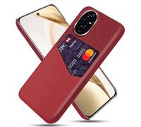 Coque pour Honor 200 Pro 5G,Antidérapant,Pprotection Contre la Chute à 360°,Résistance aux Empreintes digitales,Caisse en Cuir en Toile et en PU avec 1 Fente pour Cartes derrière-Red