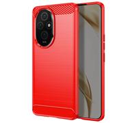 Coque pour Honor 200 Souple Effet Carbone et Brossé Rouge