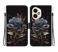 Coque pour Honor 400 6.55"", [Housse en Cuir PU Premium] [Etui à Rabat] [Pochette de Portefeuille]- Rose noire SJW