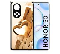 Coque Pour Honor 50 - Coeur D'or Sur Livre - Silicone - Noir