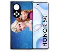 Coque Pour Honor 50 - Frozen Reine Des Neiges Anna Vs Elsa - Silicone - Noir
