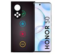 Coque Pour Honor 50 - Rebus I Love Windows And Phone - Silicone - Noir