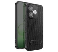 Coque pour Honor 600 Lite Effet Carbone Compatible MagSafe / Qi2 avec Béquille Noir