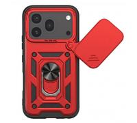 Coque pour Honor 600 Pro avec Cache Caméra Coulissante et Bague Magnétique Mayaxess Rouge