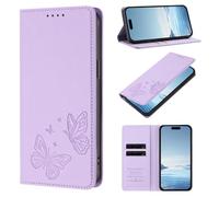 Coque pour Honor 600 Smart Housse Cuir PU Fente Carte Fonction Support Étuis à Rabat Blocage RFID Motif Papillon Etui Portefeuille pour Honor 600 Smart, Lilas