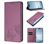 Coque pour Honor 600 Smart Housse Cuir PU Fente Carte Fonction Support Étuis à Rabat Blocage RFID Motif Papillon Etui Portefeuille pour Honor 600 Smart, Violet