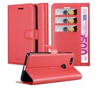 cadorabo Coque pour Honor 7C en Rouge Cerise - Housse Protection avec Fermoire Magnétique, Stand Horizontal et Fente Carte - Portefeuille Etui Poche Folio Case Cover