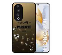 Coque Pour Honor 90 - Je Suis Parfaite Ou Presque Fond Diamant - Silicone - Noir