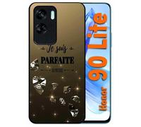 Coque Pour Honor 90 Lite - Je Suis Parfaite Ou Presque Fond Diamant - Silicone - Noir