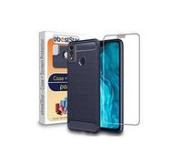 ebestStar - Coque pour Honor 9X Lite, Etui Protection Motif Carbone, Antichoc Souple TPU, Bleu Foncé + Verre Trempé