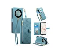 Coque pour Honor Magic 5 Lite - Etui portefeuille Cuir PU - Fentes cartes - Poche zip - Dragonne - Flip - Vert