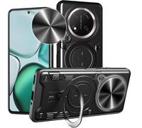 Coque Pour Honor Magic 7 Lite 5g - Anti-Choc Niveau Militaire, Cache-Objectif Coulissant, Anneau Support Invisible Et Patch Magnétique Pour Voiture, Noir