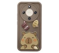 Coque pour Honor Magic 8 Lite avec Motifs Capybara en 3D et Contour Surélevé Marron