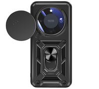 Coque pour Honor Magic 8 Lite avec Cache Caméra Coulissante et Bague Magnétique Mayaxess Noir