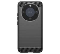 Coque pour Honor Magic 8 Lite en Silicone Effet Carbone Texture Brossée Noir