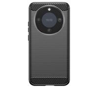 Coque pour Honor Magic 8 Lite en Silicone Effet Carbone Texture Brossée Noir