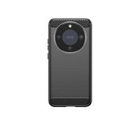 Coque pour Honor Magic 8 Lite en Silicone Effet Carbone Texture Brossée Noir