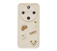 Coque pour Honor Magic 8 Lite Motifs Nounours Kawaii en 3D et Contour Surélevé Beige