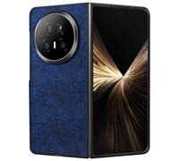 Coque pour Honor Magic V5 Rigide Effet Cuir Grainé avec Bords Renforcés Bleu nuit